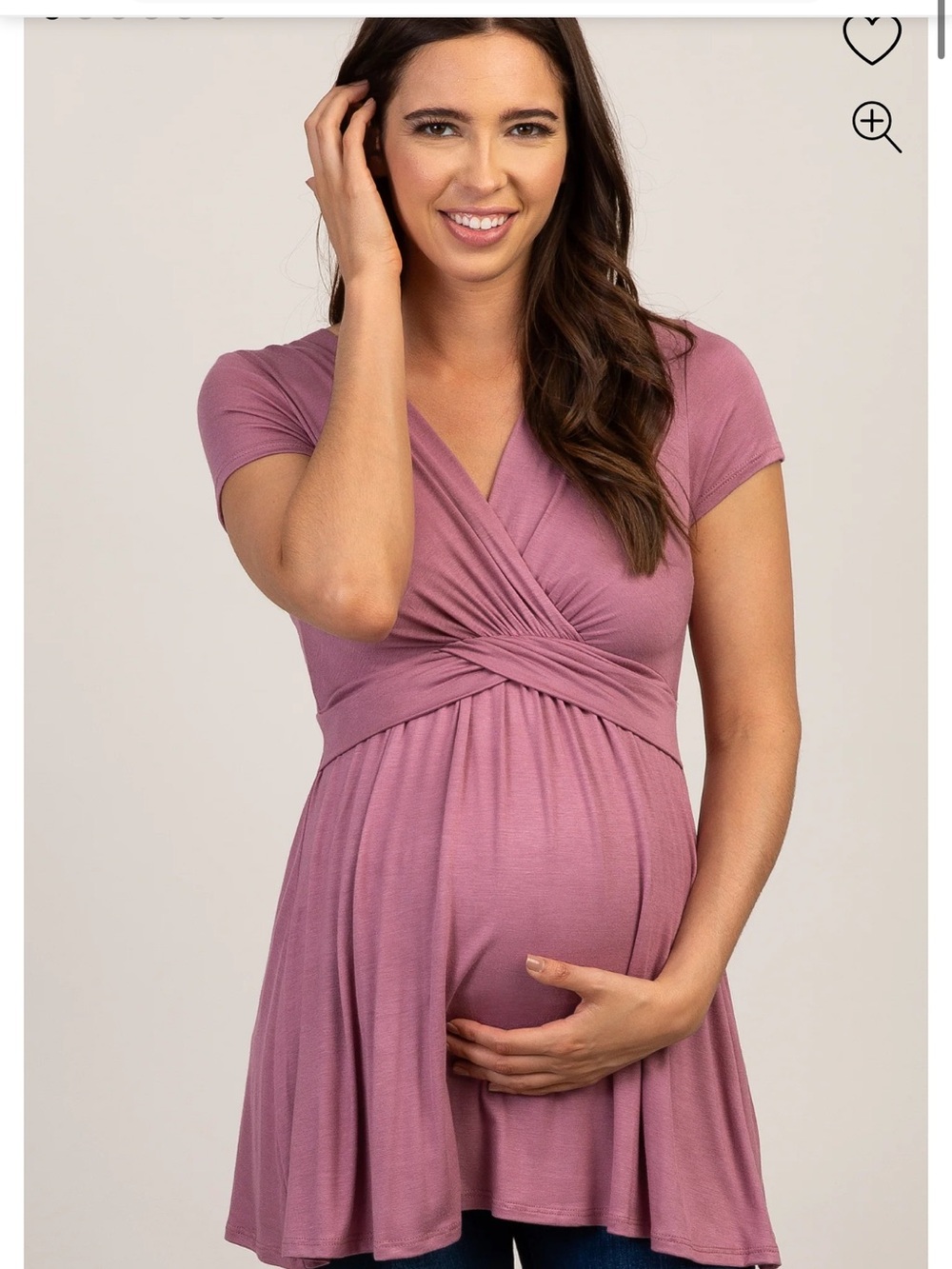 Pinkblush Mauve Draped Front Maternity/Nursing Top